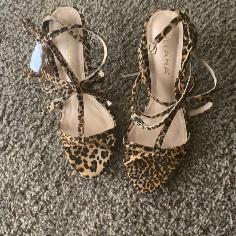 Liliana Leopard Print Golden Ankle Strap Sandal